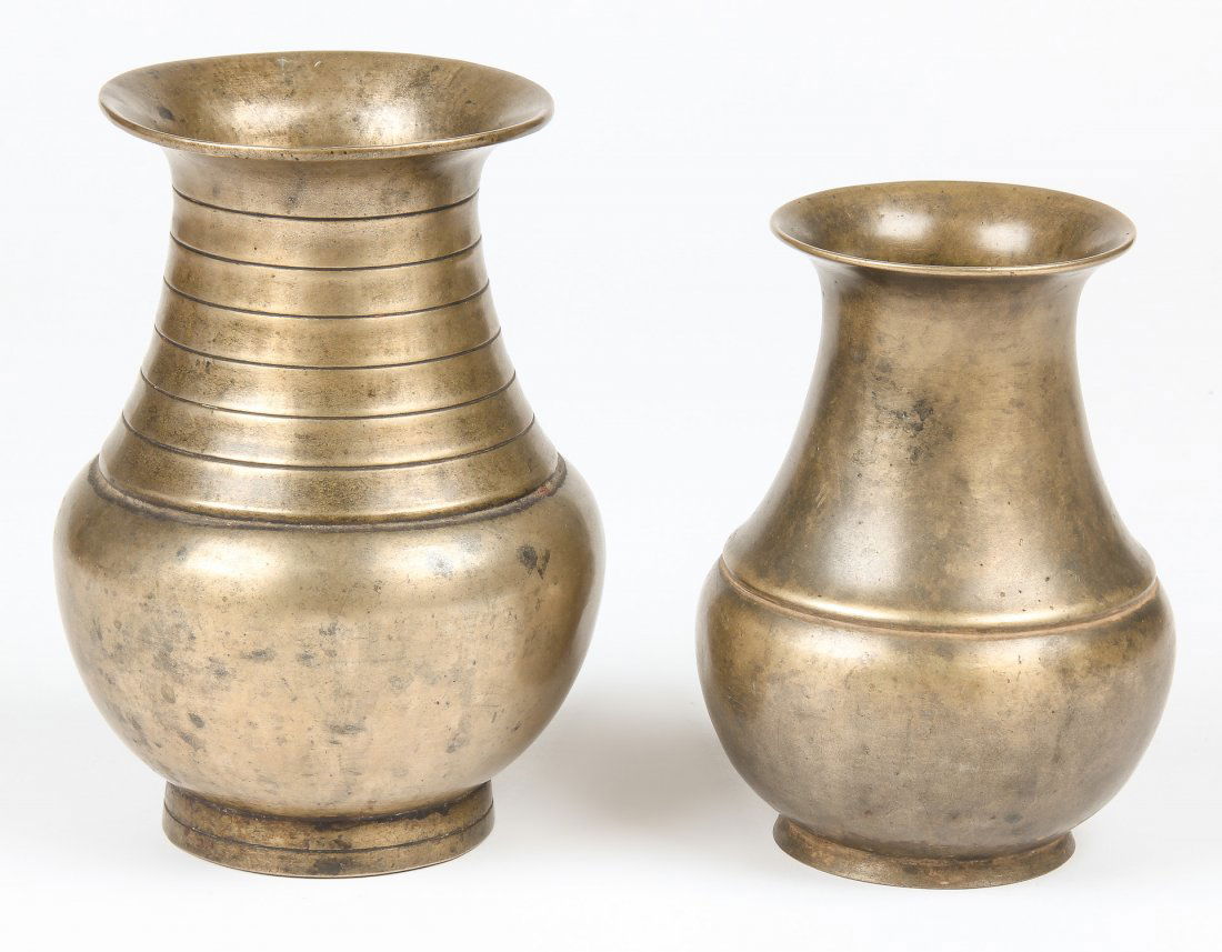 2 Bronze Ceremonial Vases, Nepal, 19th C. (1 of 2)