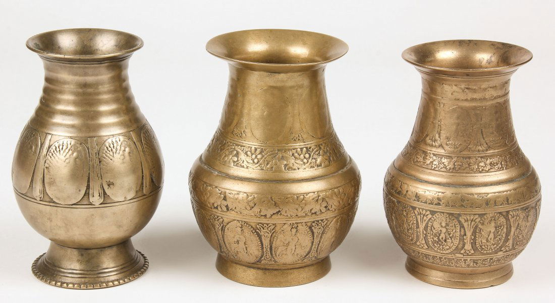 3 Bronze Ceremonial Vases (Amkhora) Nepal, 19th C. (1 of 2)