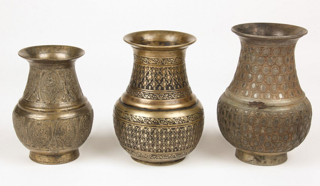 3 Bronze Ceremonial Vases (Amkhora) Nepal, 19th C. (1 of 2)