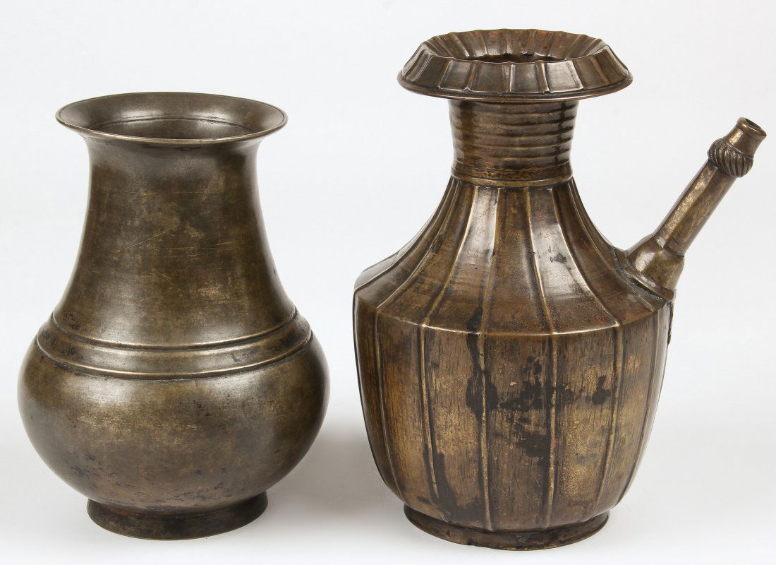 2 Old 19th c. Heavy Bronze Vessels (1 of 3)