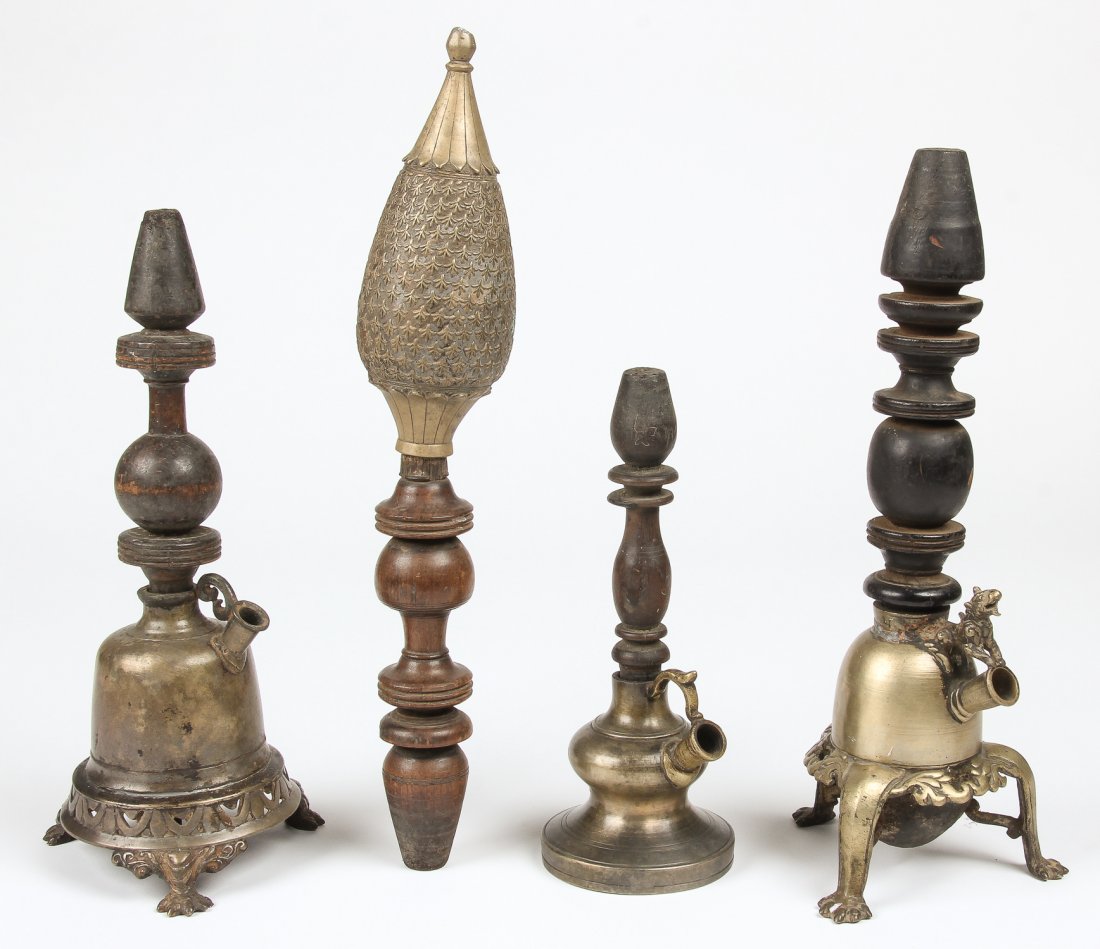 4 19th C. Bronze Hukas, Nepal (1 of 2)