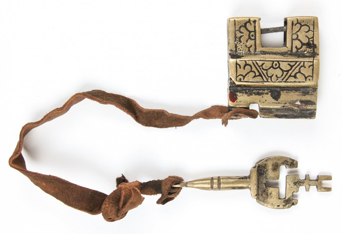 Chinese Brass Lock, 19th C. (1 of 3)