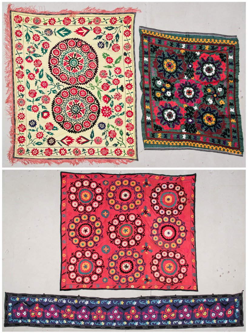 4 Vintage Central Asian Suzanis. (1 of 3)