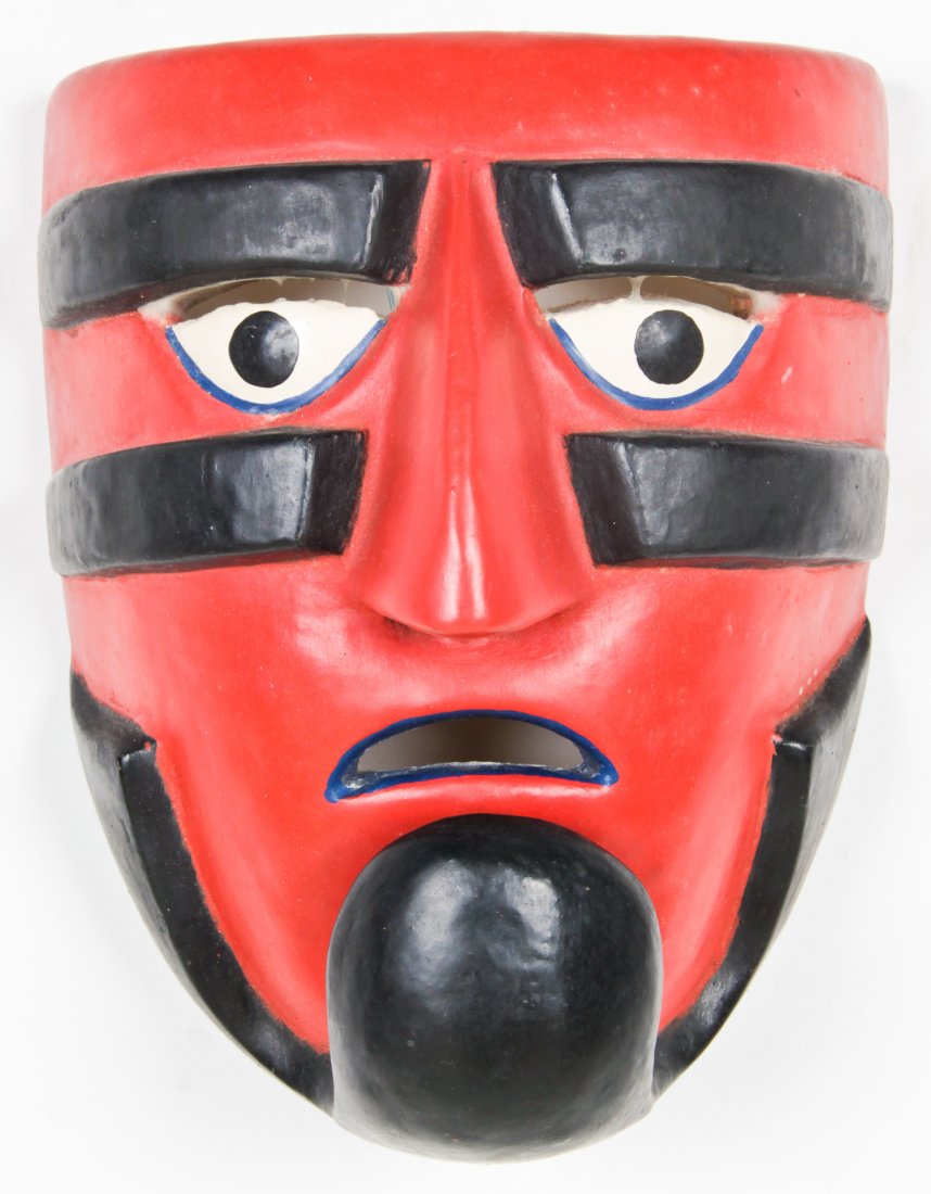 Vintage Mexican Festival Mask: Vintage Mexican Festival Mask from The Dance of The Moors and The Christians. Signed Victoria Salgado. Prov: Richard and Jean Kellaway; Danforth Museum, Framingham, Mass., included in the traveling ex
