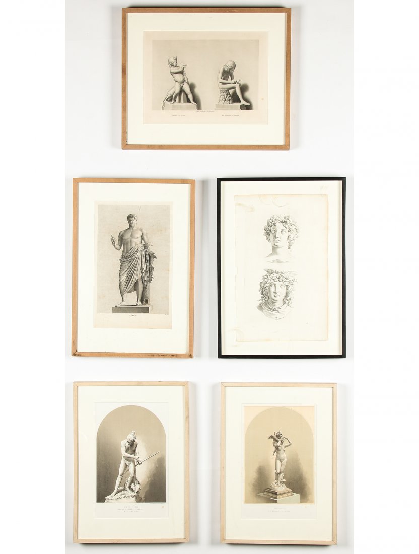 Group of 5 Antique Framed Engravings: Group of 5 Antique Framed Engravings including Mythological Themes. Largest measures: 25" x 17.75", 64 x 45 cm (frame). Provenance: David Bradley Armstrong Estate.