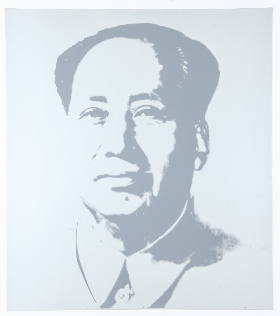 After Andy Warhol's Mao, by Sunday B. Morning: After Andy Warhol's Mao, by Sunday B. Morning, silkscreen on museum board, stamped verso. Size: 33.5" x 29.5" (85 x 75 cm).
