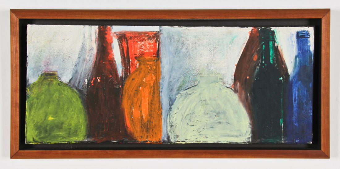 Rena Segal (American, 20th c.) Still Life: Rena Segal (American, 20th c.) Still Life, oil painting. Size: 9" x 22", 23 x 56 cm (board); 11.5" x 24.5", 29 x 62 cm (frame). Rena Segal is the daughter of George Segal (1924-2000).