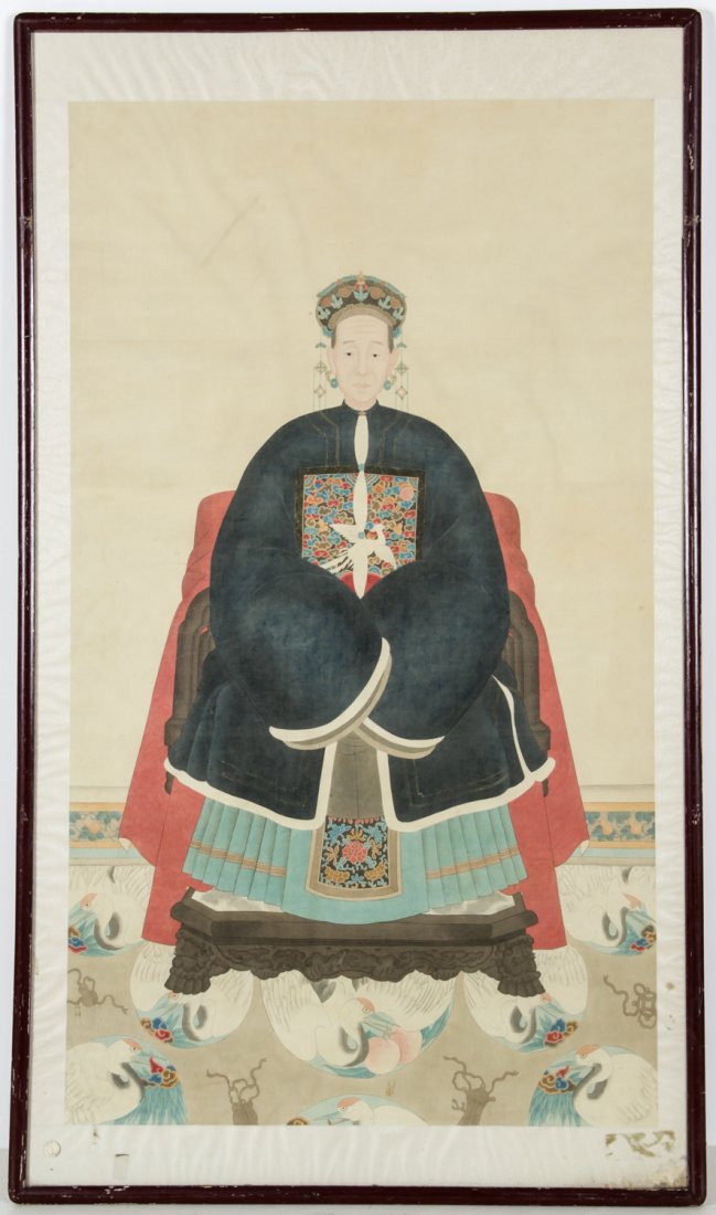 Chinese Ancestor Painting: Chinese Ancestor Painting. Framed. Size: 59" x 34", 150 x 86 cm (image); 68.5" x 40", 174 x 102 cm (frame). Provenance: David Bradley Armstrong Estate.