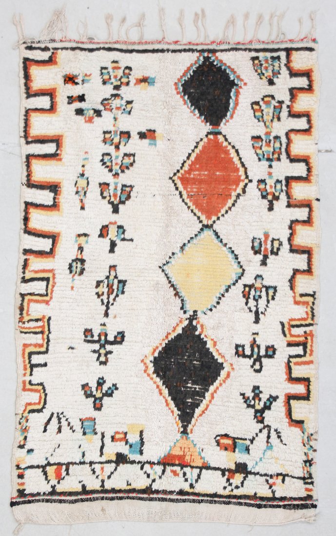 Moroccan Pile Carpet: 3'3" x 5' (99 x 152 cm): Moroccan Pile Carpet, Morocco, mid/late 20th c. Dimensions: 33'3" x 5' (99 x 152 cm). Weight: 6 lbs.