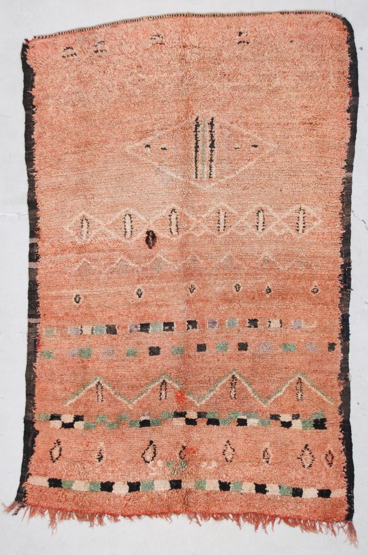 Moroccan Pile Carpet: 5' x 7'6" (152 x 229 cm): Moroccan Pile Carpet, Morocco, mid/late 20th c. Dimensions: 5' x 7'6" (152 x 229 cm). Weight: 21 lbs.