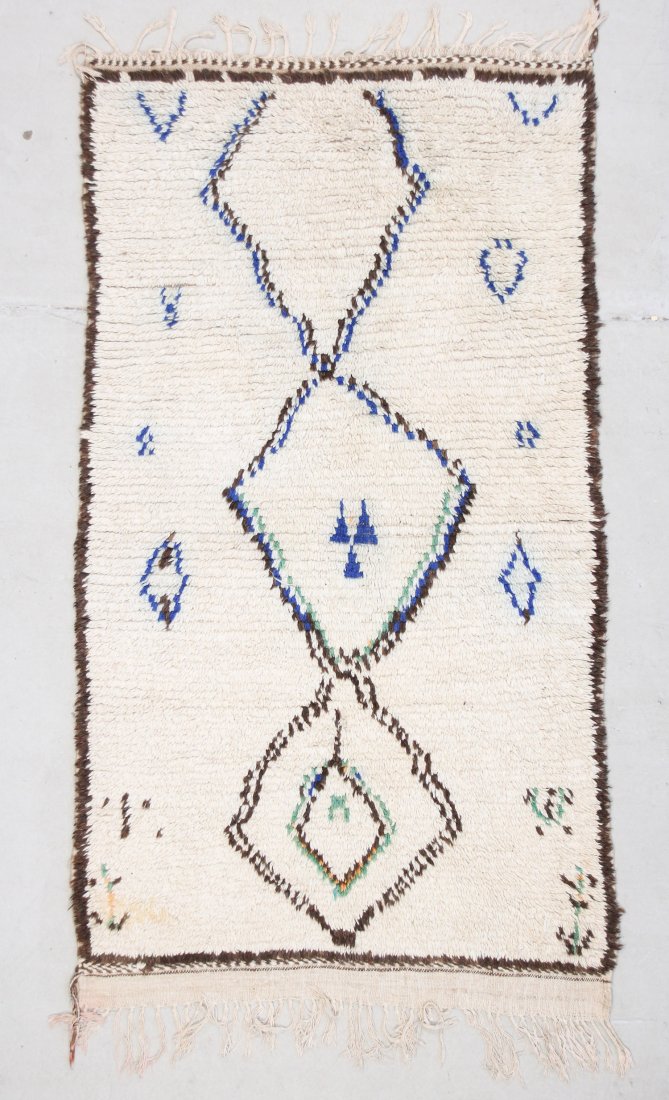 Moroccan Pile Carpet: 3'6" x 6' (107 x 1933 cm): Moroccan Pile Carpet, Morocco, mid/late 20th c. Dimensions: 3'6" x 6' (107 x 1933 cm). Weight: 9 lbs.