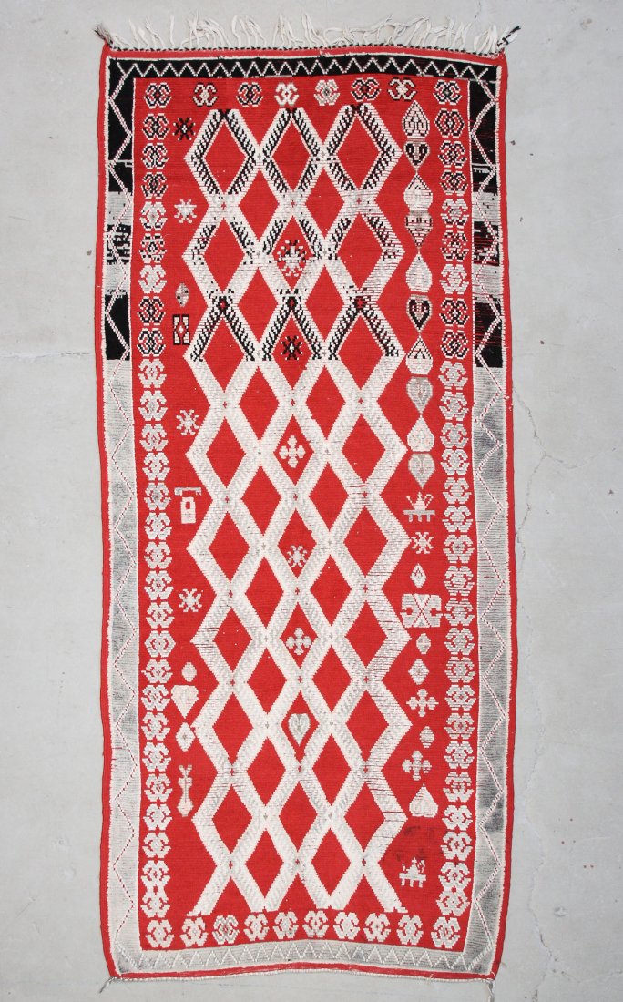 Moroccan Pile Carpet: 4'9" x 10'7" (145 x 323 cm): Moroccan Pile Carpet, Morocco, mid/late 20th c. Dimensions: 4'9" x 10'7" (145 x 323 cm). Weight: 21 lbs.