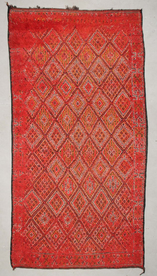 Moroccan Pile Carpet: 6'6" x 12'5" (198 x 378 cm): Moroccan Pile Carpet, Morocco, mid/late 20th c. Dimensions: 6'6" x 12'5" (198 x 378 cm). Weight: 41 lbs.