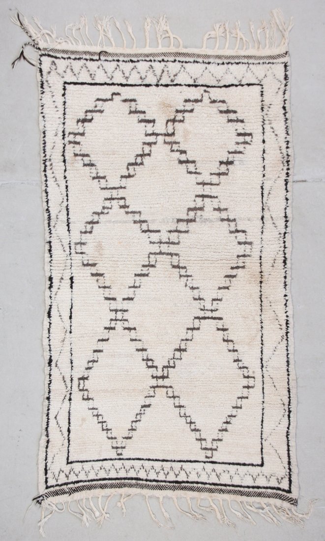 Moroccan Pile Carpet: 3'7" x 6': Moroccan Pile Carpet, Morocco, mid/late 20th c. Dimensions: 3'7" x 6' (109 x 193 cm). Weight: 12 lbs.