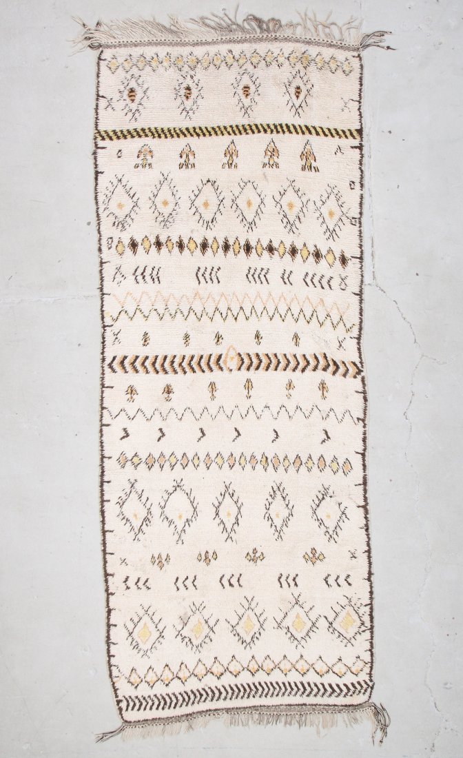 Moroccan Pile Carpet: 4'1" x 10'4" (124 x 315 cm): Moroccan Pile Carpet, Morocco, mid/late 20th c. Dimensions: 4'1" x 10'4" (124 x 315 cm). Weight: 17 lbs.