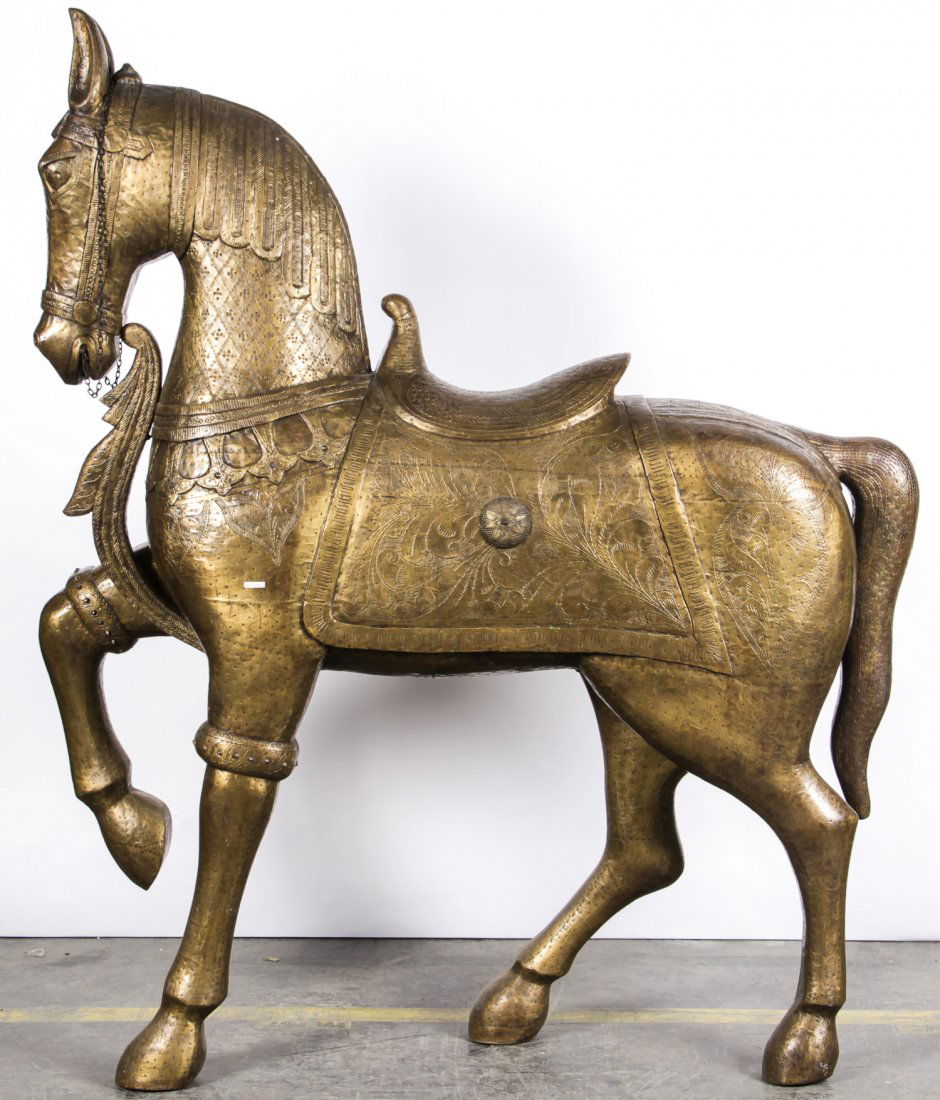 Life-size Metal Clad/Teak Horse: 73" x 65" x 18" (1 of 6)
