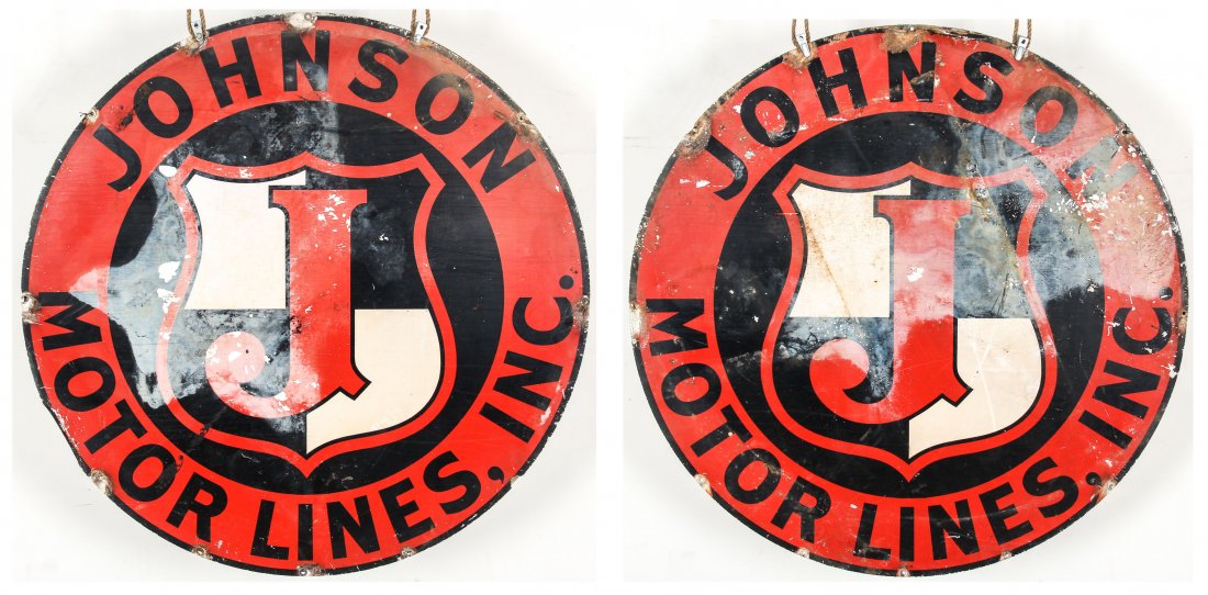 Two Vintage Metal Johnson Motor Lines Signs (1 of 4)
