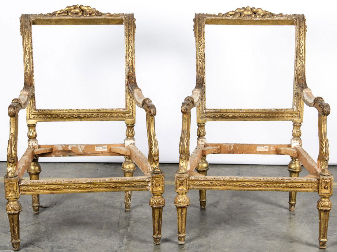 Pair Antique French Gilt Wood Throne Chairs (1 of 6)
