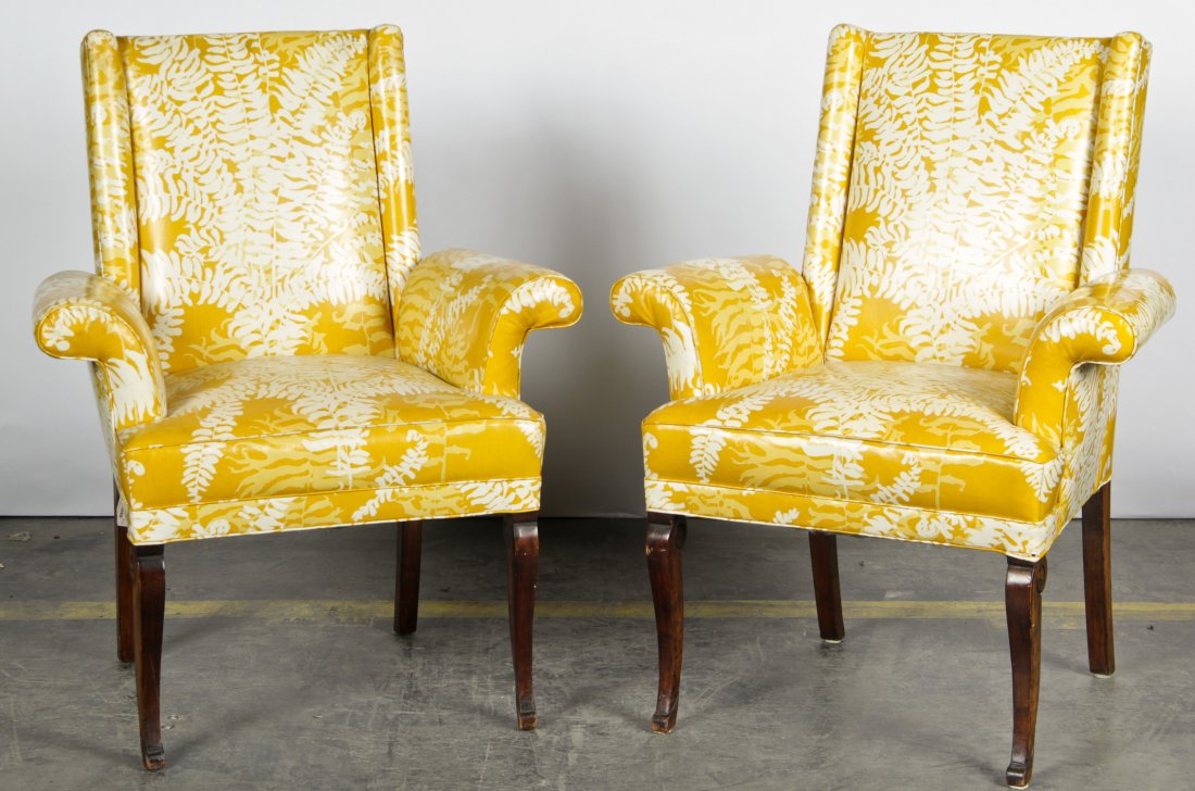 2 Mid C Vinyl Upholstered Chairs in Mustard Photogram