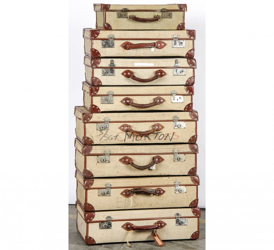 Stack of 8 Vintage Military Issue Suitcases (1 of 7)