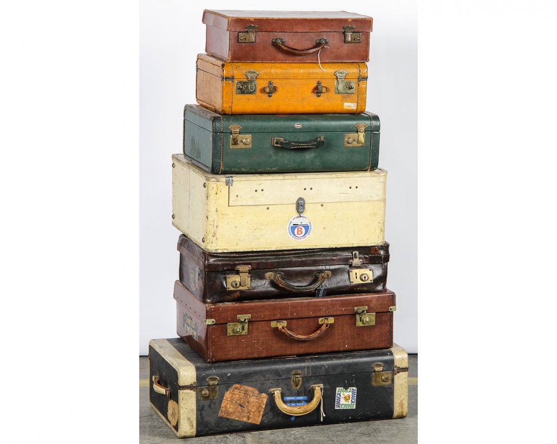 Stack of 7 Vintage Suitcases (1 of 6)