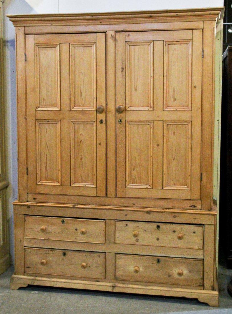 Antique Scrubbed Pine Linen Press (1 of 6)