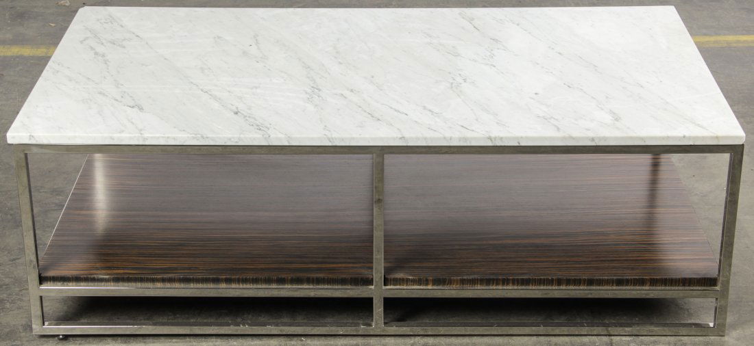 Modern Milo Baughman Style Marble Top Coffee Table (1 of 3)