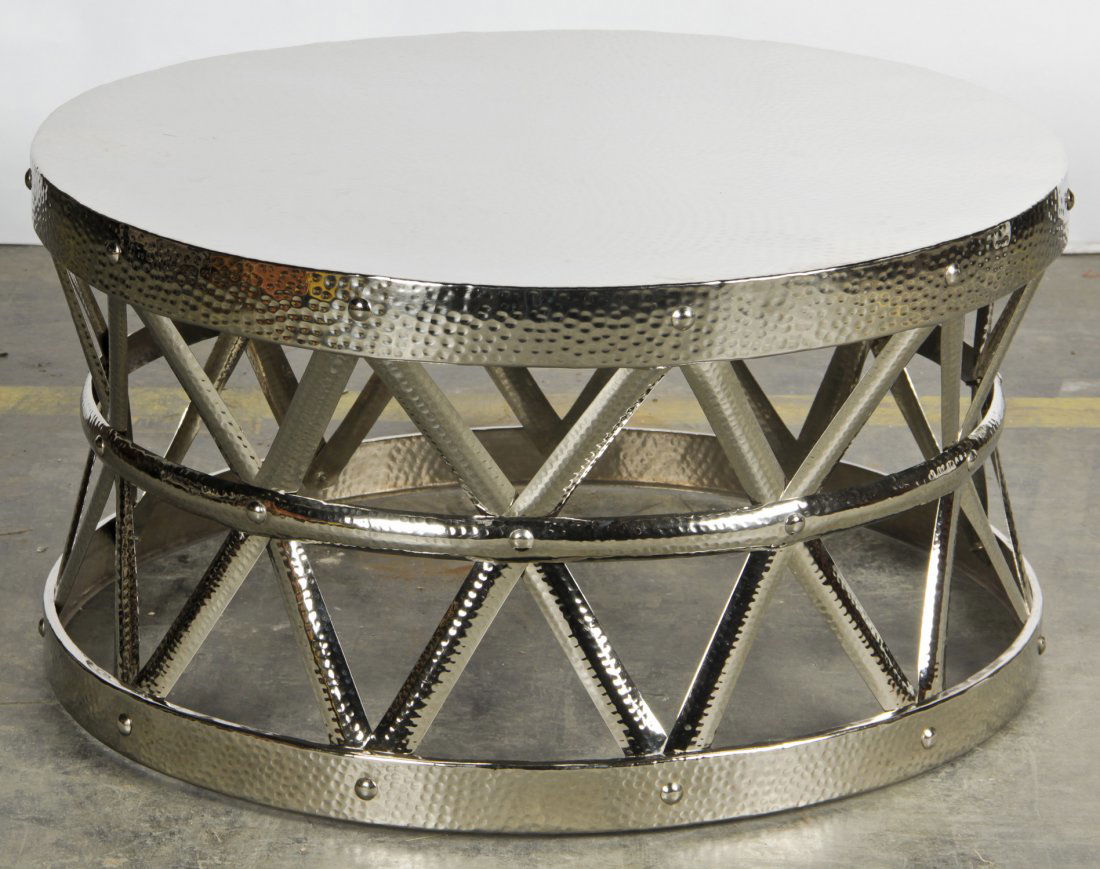 Hammered Metal Drum Table (1 of 3)
