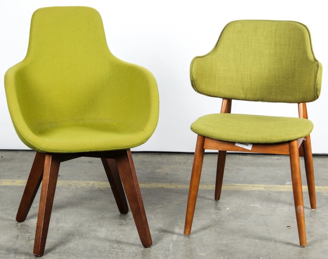 2 Modern Wood Upholstered Chairs (1 of 3)