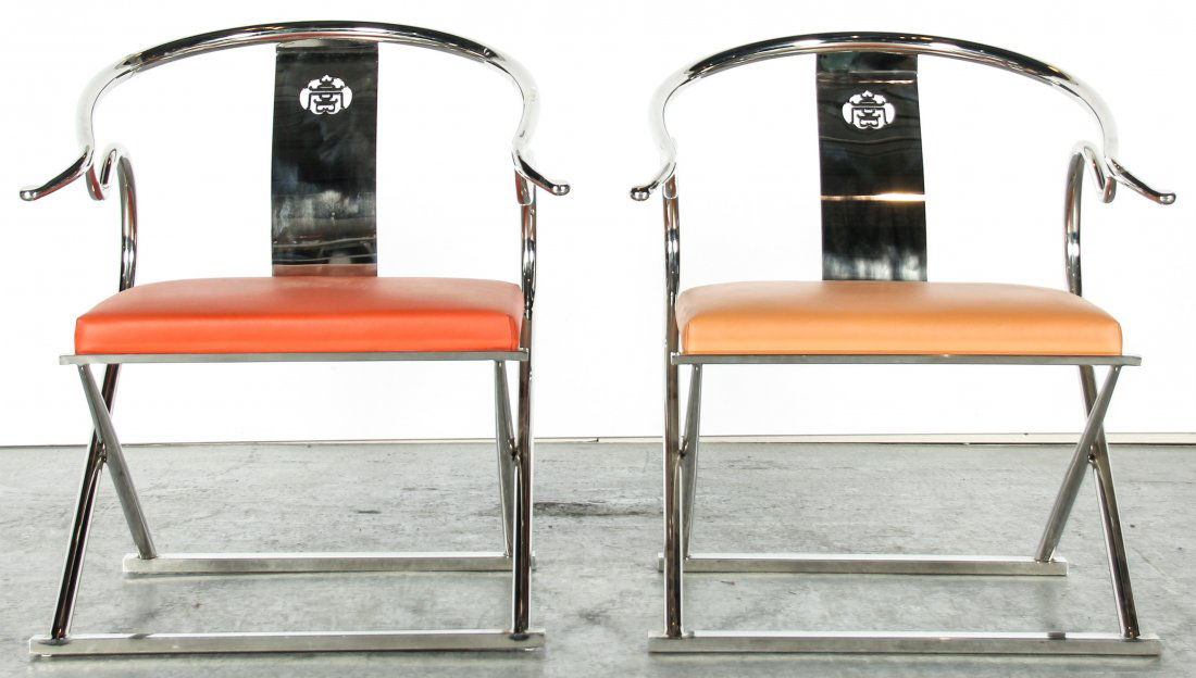 2 Modern Chinese Metal Armchairs (1 of 3)