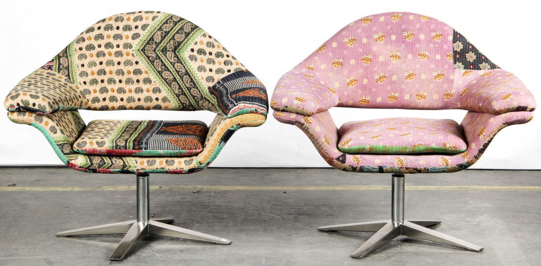 2 Modern Kantha Quilt Upholstered Leisure Chairs Feb 28, 2016 Material Culture in Connecticut