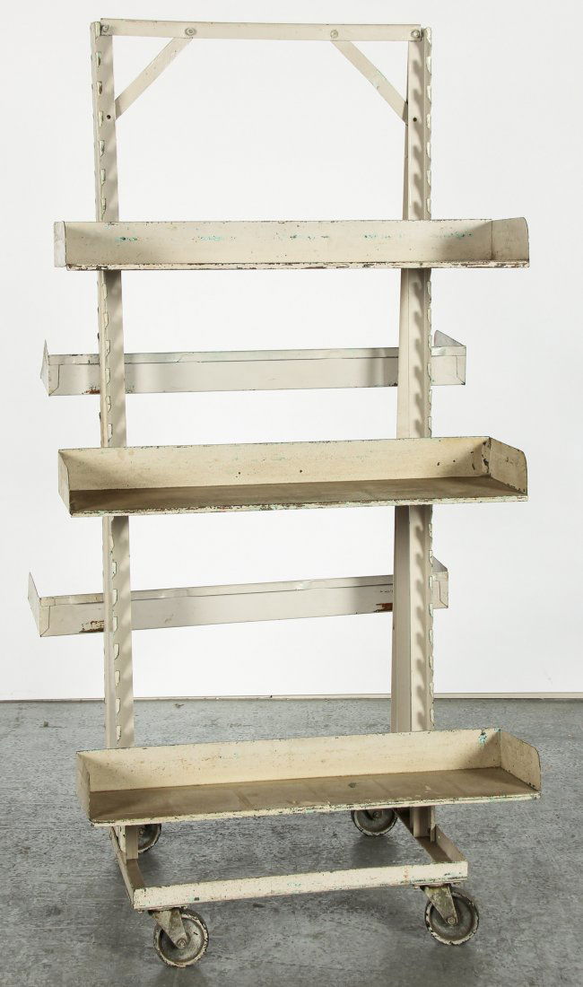 Vintage Rolling Metal Gondola Display Shelves (1 of 4)