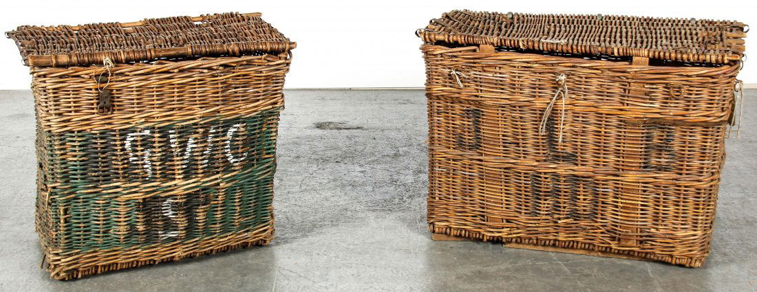 Two Large Industrial Rattan Shipping Baskets (1 of 3)