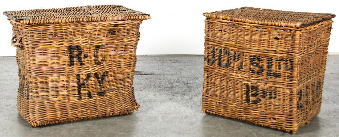 Two Large Industrial Rattan Shipping Baskets (1 of 3)