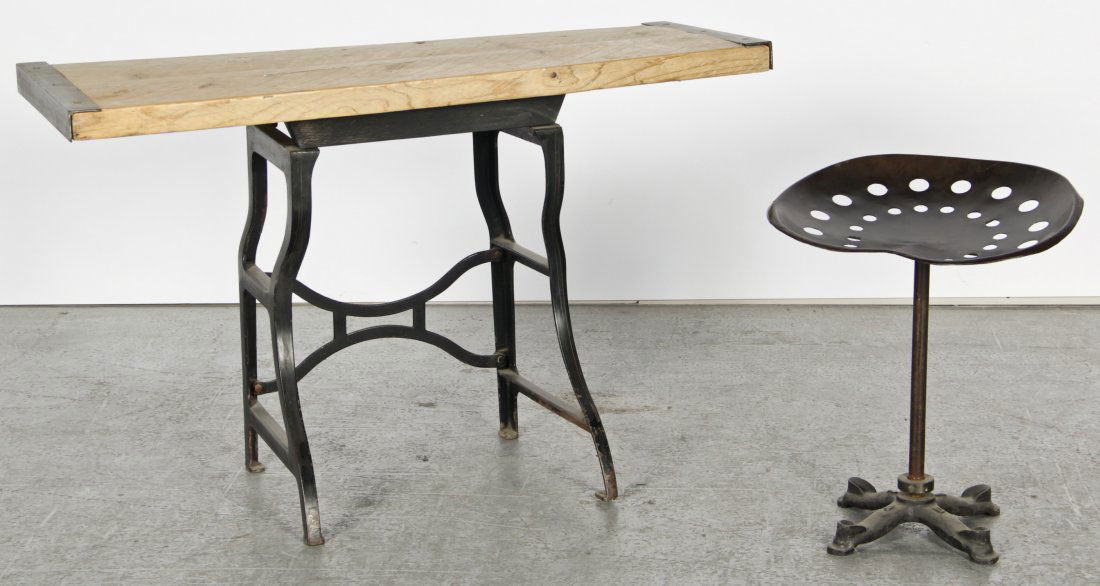 Upcycled Industrial Design Work Table and Bench (1 of 5)