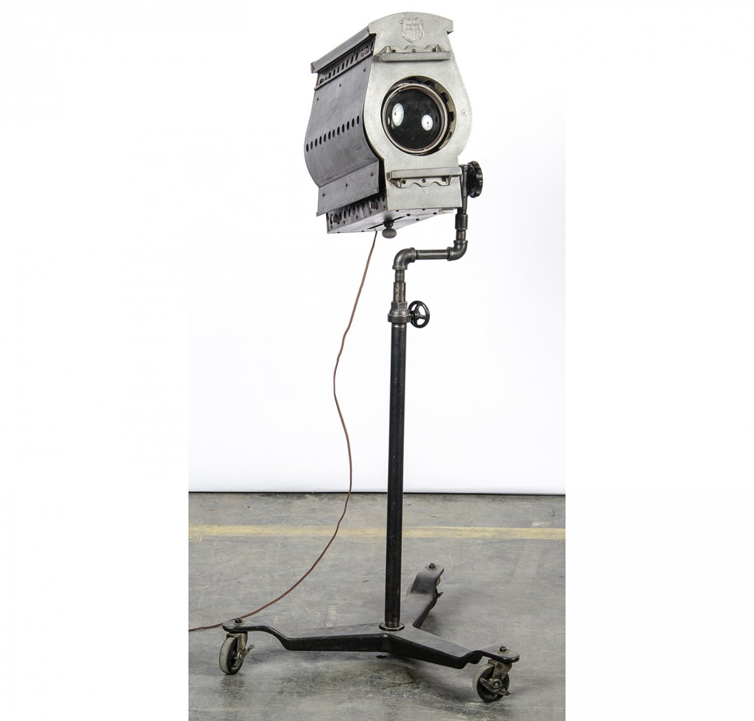 Vintage Murray Theater Light: Vintage Murray Theater Light. Mounted on rolling base. Size: 54" x 25" x 25" (137 x 63 x 63 cm).