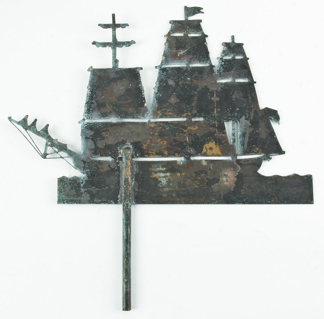 Antique Copper Silhouette Sailing Ship Weathervane (1 of 2)