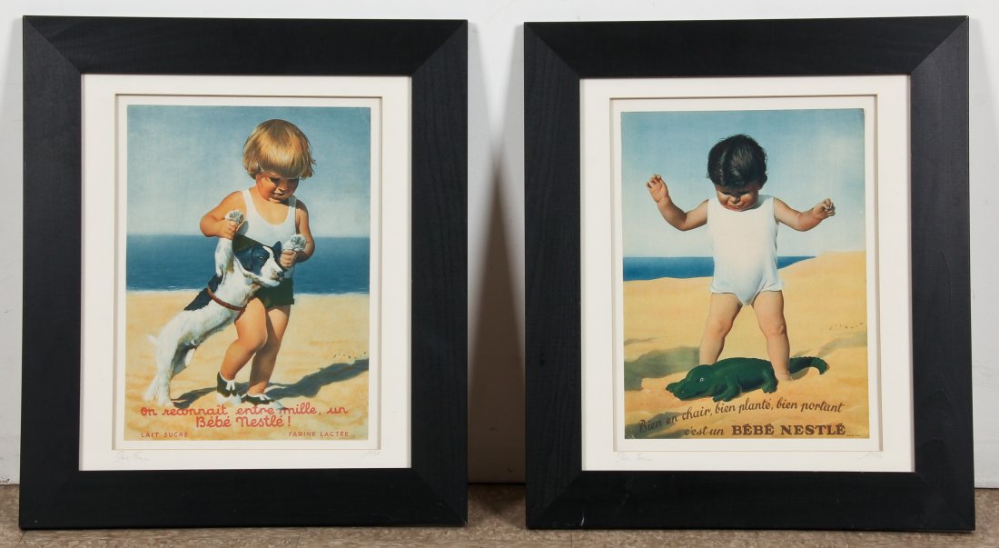 Pair of Framed Vintage 1930's French Advertisements (1 of 9)