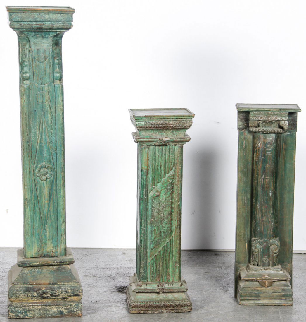 Group of 3 Painted Wood Column Form Pedestals (1 of 5)