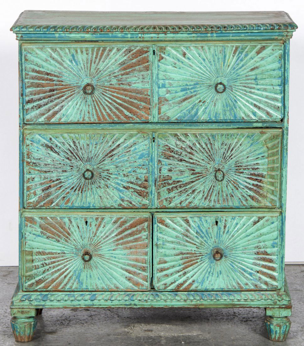 Distressed Finish Indian Chest of Drawers (1 of 4)