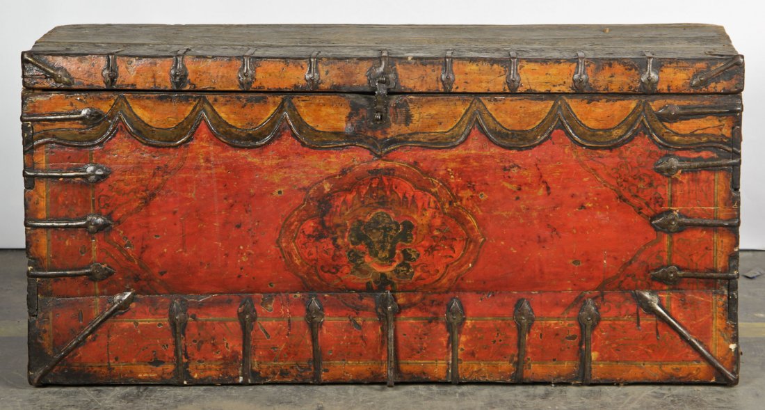Antique Tibetan Buddhist Monastery Chest (1 of 5)