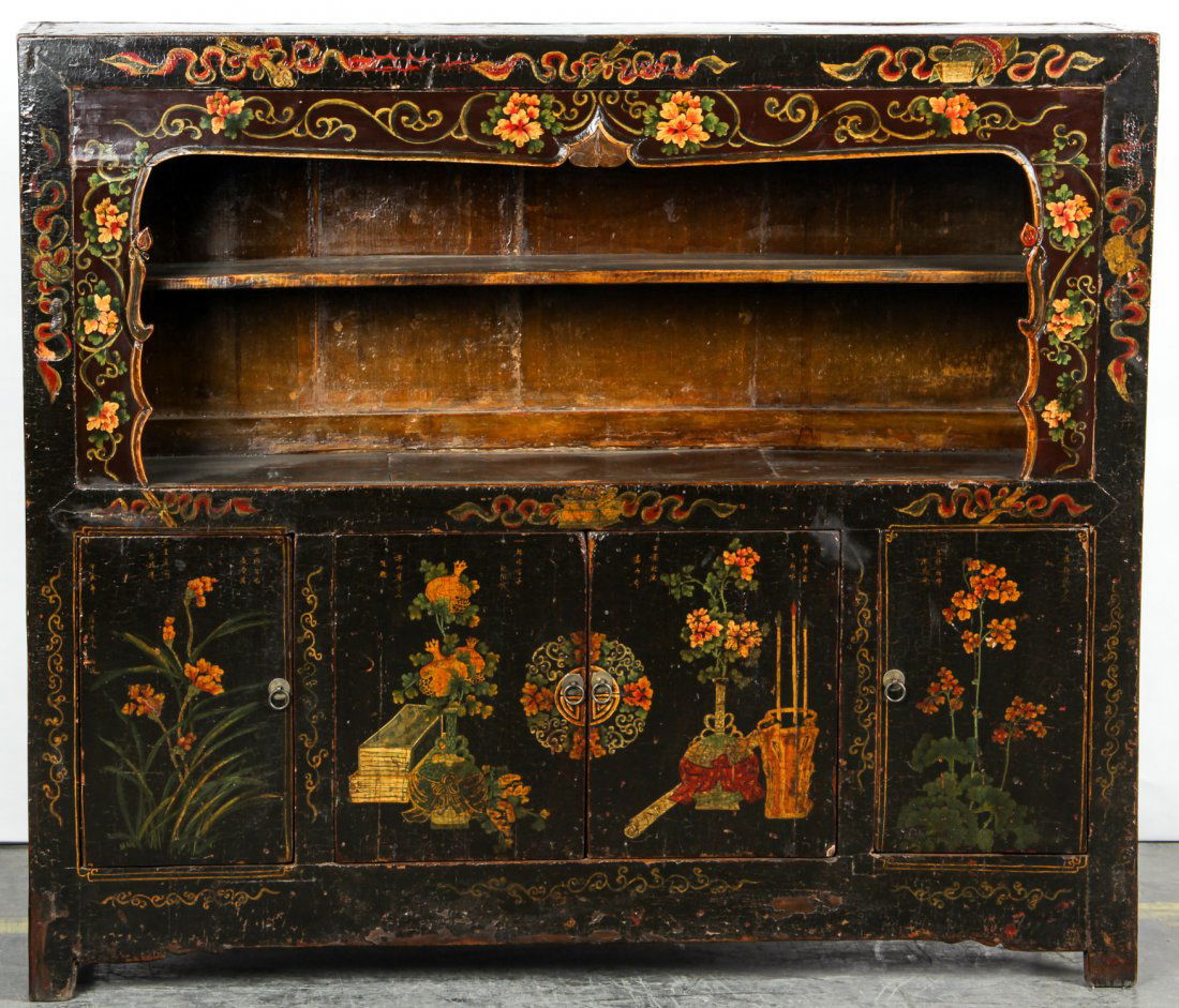 Antique Chinese Lacquer Cupboard (1 of 4)