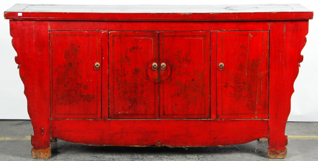 Chinese Red Lacquer Sideboard Cabinet (1 of 4)