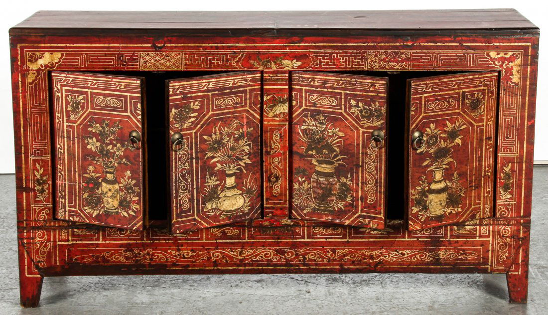 Chinese Lacquer and Paint Decorated Cabinet (1 of 4)