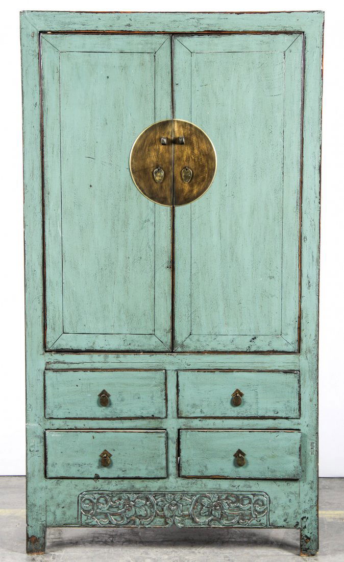 Chinese Blue Lacquer Cabinet (1 of 4)