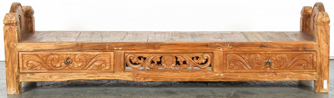Old Indonesian Carved Teak Chest (1 of 4)