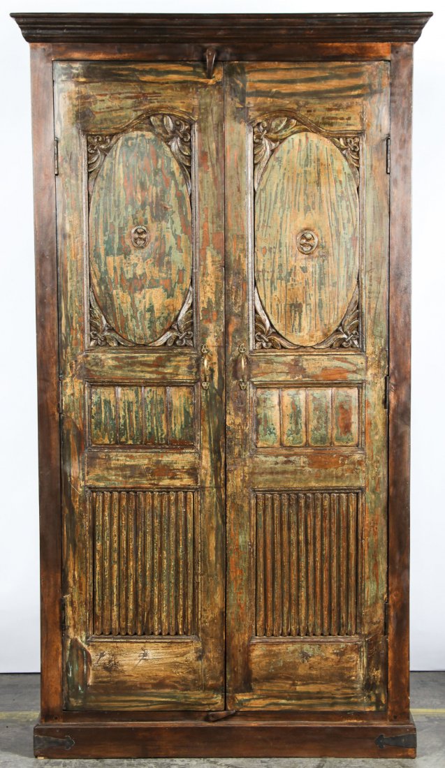 Large Antique Teak Wardrobe Cabinet, India (1 of 4)