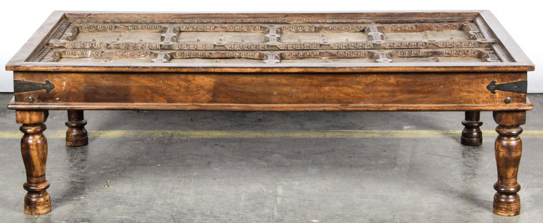 Indian Coffee Table w/19th c. Doors (1 of 4)
