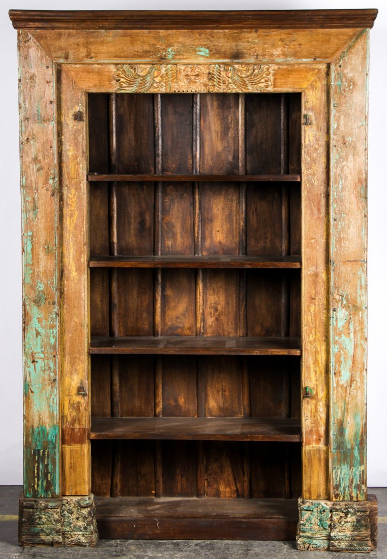 Large Indian Teak Bookshelf: 97.5" x 65" x 21" (1 of 3)