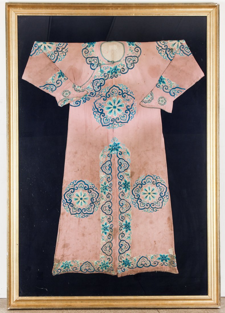 Antique Chinese Silk Embroidered Robe in Frame (1 of 4)